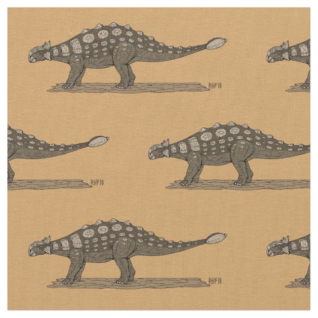 Cretaceous Dinosaur Ankylosaurus Fabric (Close Up)