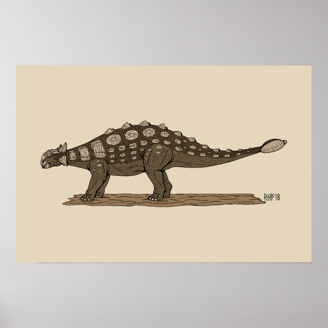 Cretaceous Dinosaur Ankylosaurus Poster (Front)