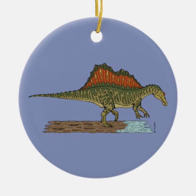 Cretaceous Dinosaur Spinosaurus Ceramic Tree Decoration (Front)