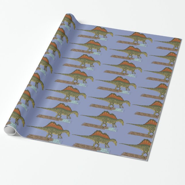 Cretaceous Dinosaur Spinosaurus Wrapping Paper (Unrolled)