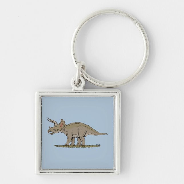 Cretaceous Dinosaur Triceratops Key Ring (Front)