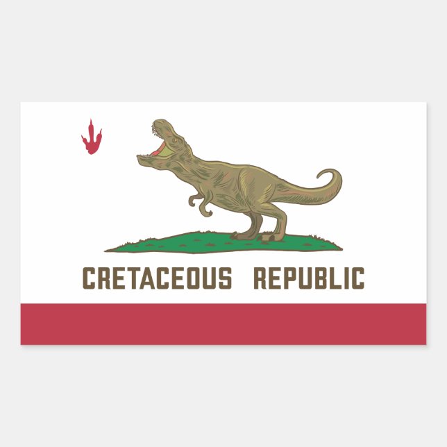 Cretaceous Republic California Flag T-rex Dinosaur Rectangular Sticker (Front)