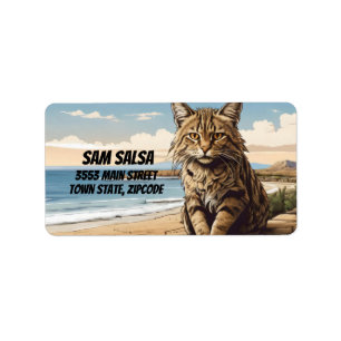 cretan wildcat on beach label