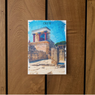Crete Greece Ancient Temple Watercolor Postcard