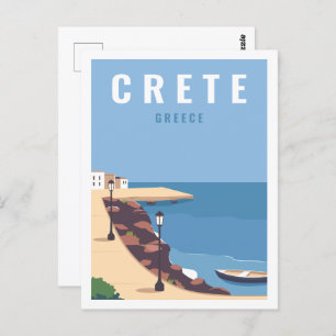 Crete Greece Famous Travel Place Illustration Postcard