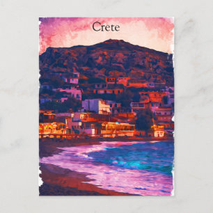 Crete Greece Greek Island Watercolor Painting Postcard