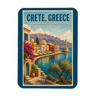 Crete Greece Illustration Travel Art Vintage Magnet