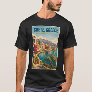Crete Greece Illustration Travel Art Vintage T-Shirt