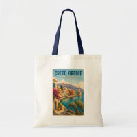 Crete Greece Illustration Travel Art Vintage