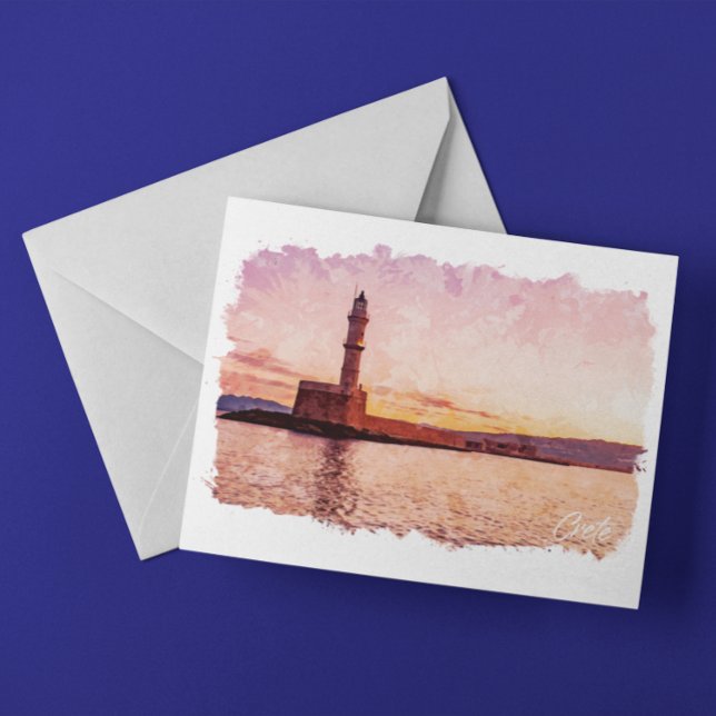 Crete Greece Oil Paint Sunset Art Postcard (Crete Greece Oil Paint Sunset Art Postcard)