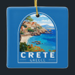 Crete Greece Travel Art Vintage Ceramic Ornament<br><div class="desc">Crete retro vector travel design. Crete is the largest island in Greece,  and the fifth largest one in the Mediterranean Sea.</div>