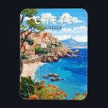 Crete Greece Travel Art Vintage Magnet<br><div class="desc">Crete retro vector travel design. Crete is the largest island in Greece,  and the fifth largest one in the Mediterranean Sea.</div>
