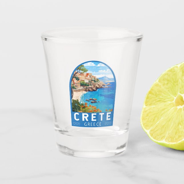 Crete Greece Travel Art Vintage Shot Glass (Front)