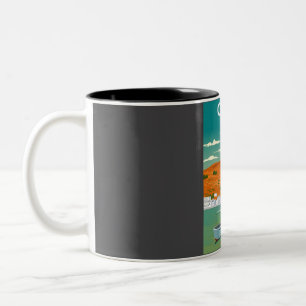 Crete Greece Vintage Minimal Retro Travel Poster Two-Tone Coffee Mug