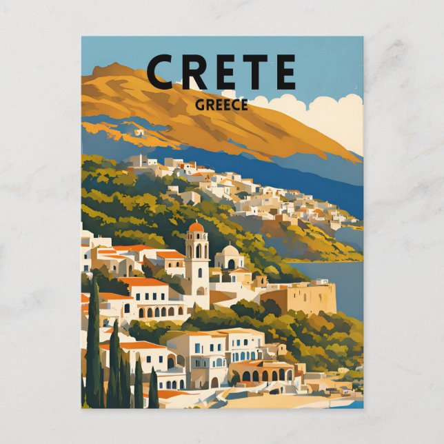 Crete Greece Vintage Postcard (Front)