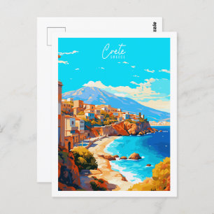 Crete Greece vintage travel place illustration Postcard