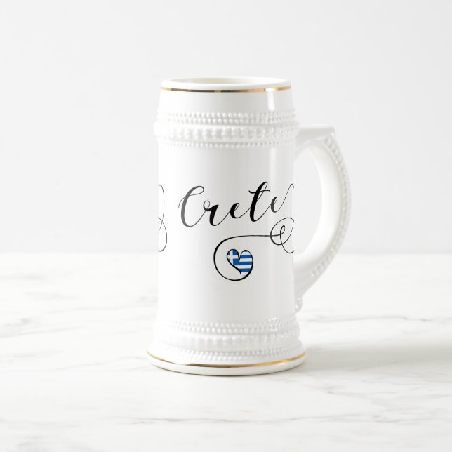 Crete Heart Flag, Greece, Cretan Beer Stein (Front Right)