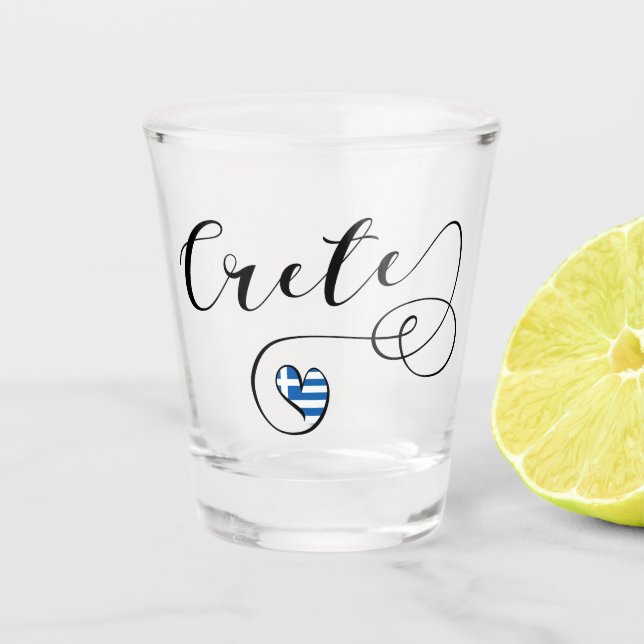 Crete Heart Flag, Greece, Cretan Shot Glass (Front)
