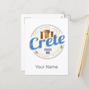 Crete Island Greece Retro Vintage Holiday Souvenir Postcard