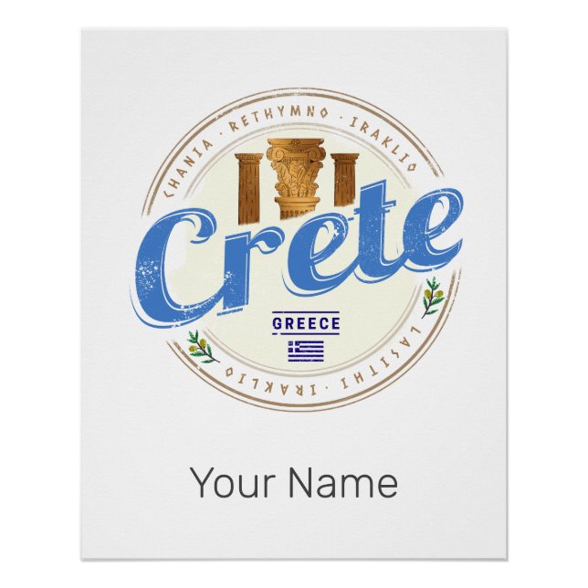 Crete Island Greece Retro Vintage Holiday Souvenir Poster (Front)