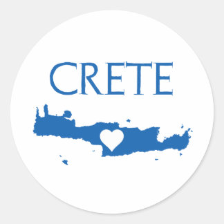 Crete Map Blue and White Classic Round Sticker