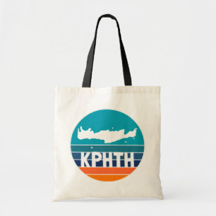 Crete Map on vintage sunset - Greek fonts Tote Bag