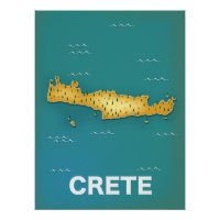 Crete map travel poster