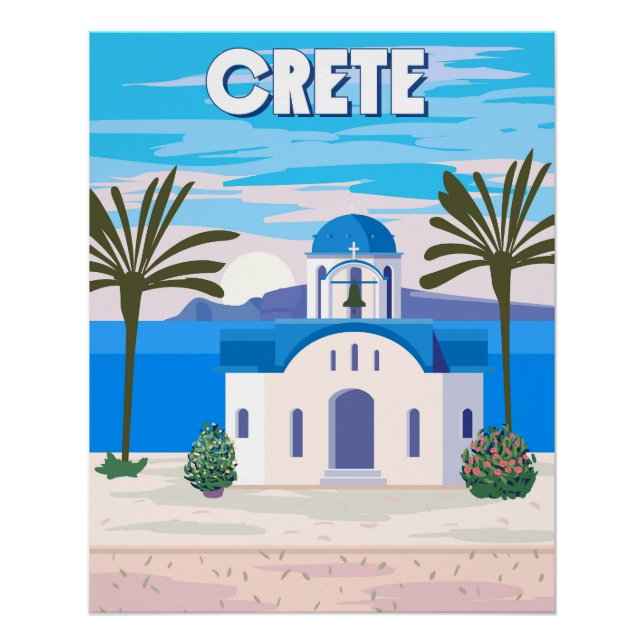 Crete Poster Travel, Greek white church (Front)
