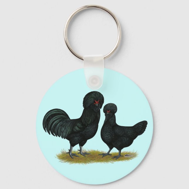 Crevecoeur Chickens Key Ring (Front)