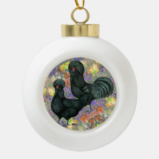 Crevecoeurs and Flowers Ceramic Ball Christmas Ornament