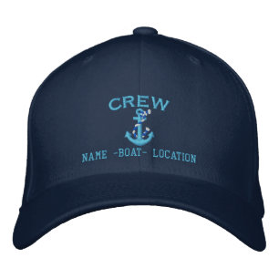 CREW Blue Rope Anchor Your Boat Name or Both Embroidered Hat