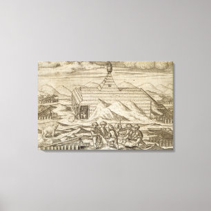 Crew killing and skinning bears, outside the cabi canvas print