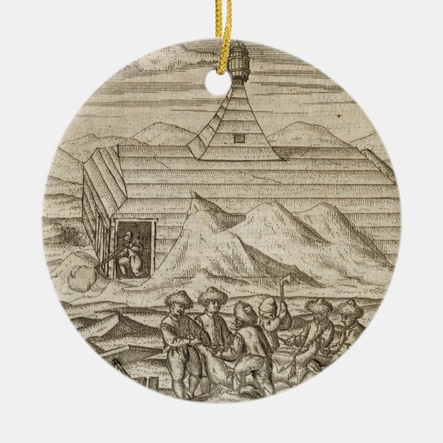 Crew killing and skinning bears, outside  the cabi ceramic tree decoration (Front)