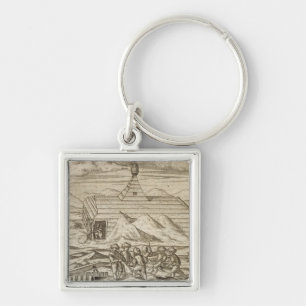 Crew killing and skinning bears, outside  the cabi key ring