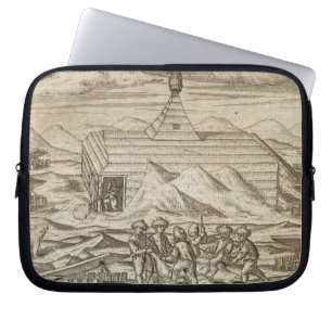 Crew killing and skinning bears, outside the cabi laptop sleeve