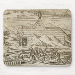 Crew killing and skinning bears, outside the cabi mouse pad