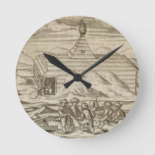 Crew killing and skinning bears, outside the cabi round clock