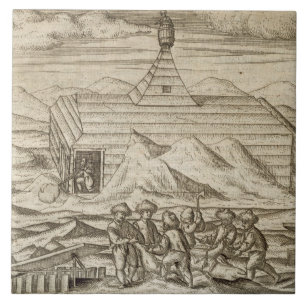 Crew killing and skinning bears, outside the cabi tile