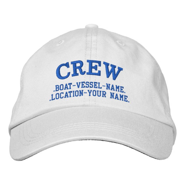 CREW Personalise it! Boat Name Your Name Embroidered Hat (Front)