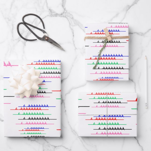 Crew Race Rowers Rowing - Five Boats Wrapping Paper Sheet (Front)