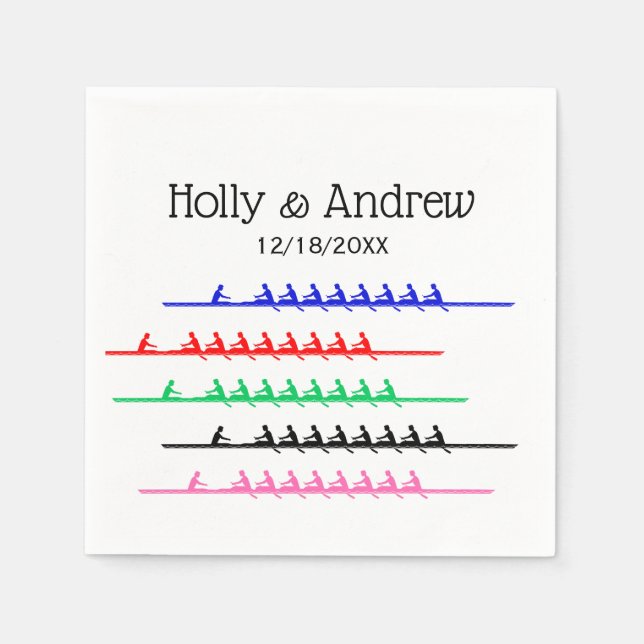 Crew Race Rowers Rowing - Up to Five Boats Napkin (Front)