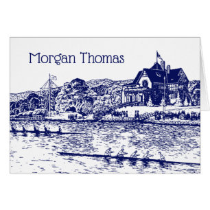 Crew Rowers Race With Boathouse Blue