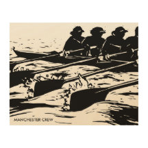 Crew Rowing Wood Art in Black and White