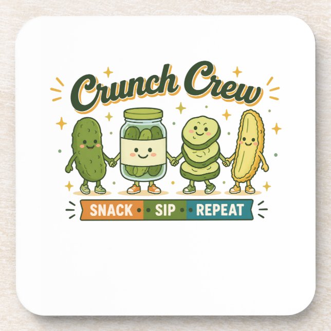 Crew Snack Sip Repeat Funny Food Lover [ Coaster (Front)