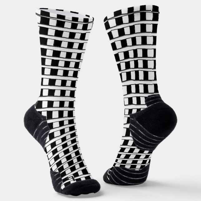 Crew Socks Black & White Square (Angled)