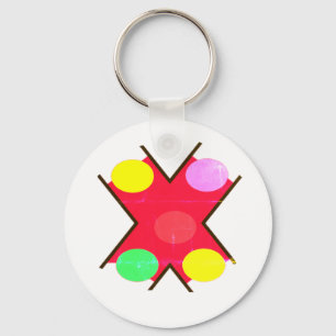 Crew Socks GIANT DOTS YELLOW RED BRIGHT GREEN     Key Ring