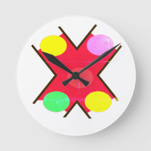 Crew Socks GIANT DOTS YELLOW RED BRIGHT GREEN      Round Clock