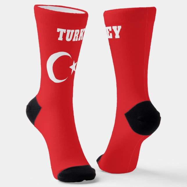 crew socks with flag of Turkey (Angled)