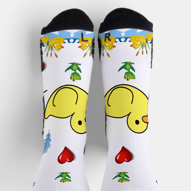 Crew Socks Yellow Chick Red Hearts  (Top)