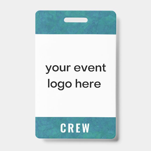 Crew Staff Event Badge Teal ID Badge (Front)